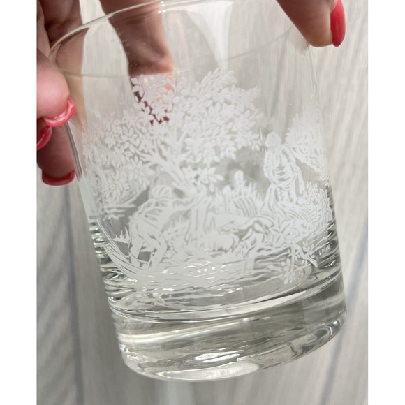 Vintage White Farm Stream Scene Glasses Signed L. Mauri - Set of 2 - Picture 8 of 8